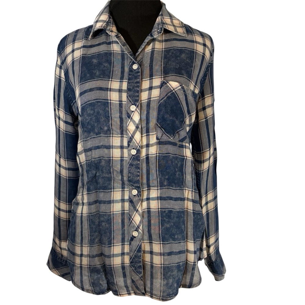 Rails Women's XS Hunter Ocean Blush Plaid Long Sleeve Button Up Shirt western